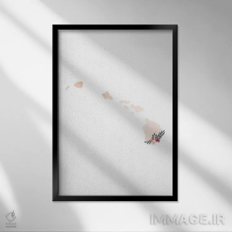 تابلو دکوراتیو هاوایی با طرح آبرنگ گلدار اثر تایپولوژی پیپر کو - نمای قابدار مشکی