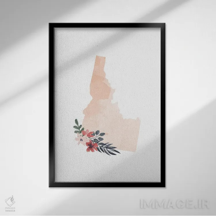 تابلو دکوراتیو آیداهو با طرح آبرنگ گلدار اثر تایپولوژی پیپر کو - نمای قابدار مشکی