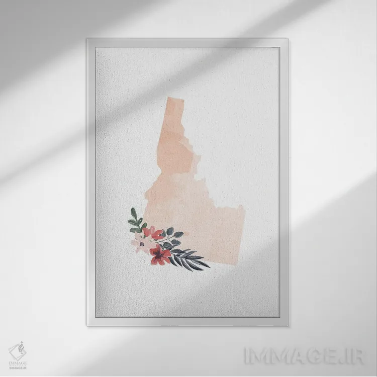 تابلو دکوراتیو آیداهو با طرح آبرنگ گلدار اثر تایپولوژی پیپر کو - نمای قابدار سفید