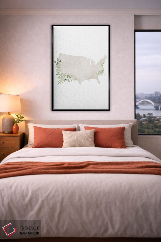 تابلو دکوراتیو ایالات متحده با آبرنگ خاکستری اثر تایپولوژی پیپر کو - D6B
