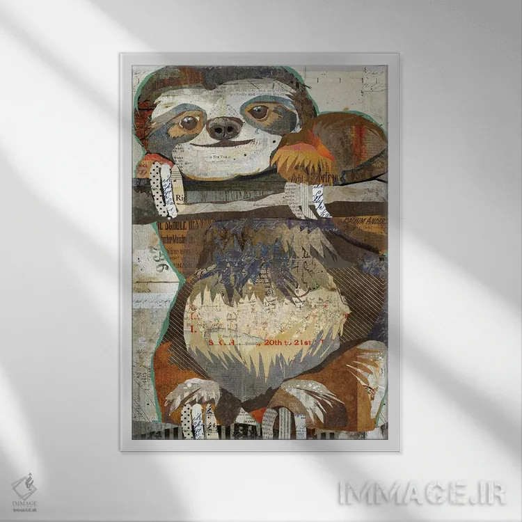 تابلو دکوراتیو تنبل اثر تراسی اندرسون - نمای قابدار سفید