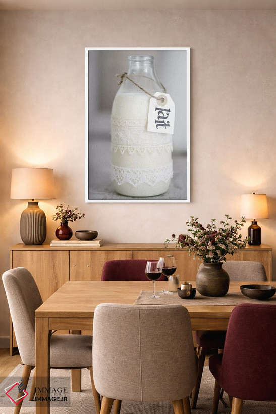 تابلو دکوراتیو بطری شیر با نوشته 'Lait' اثر تام کوارترمین - D5W