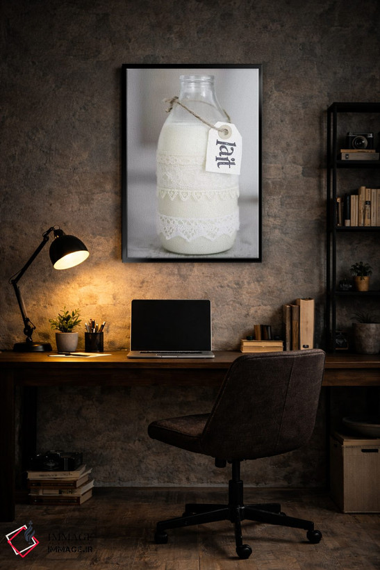 تابلو دکوراتیو بطری شیر با نوشته 'Lait' اثر تام کوارترمین - D6B