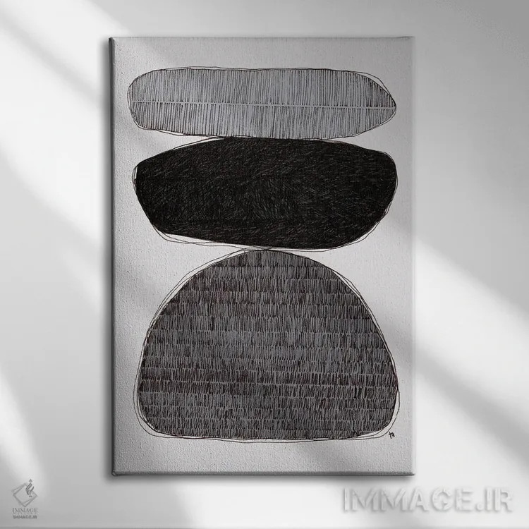تابلو انتزاعی سنگ ریزه ها اثر تریسی اندروز - نمای روبهرو روی دیوار