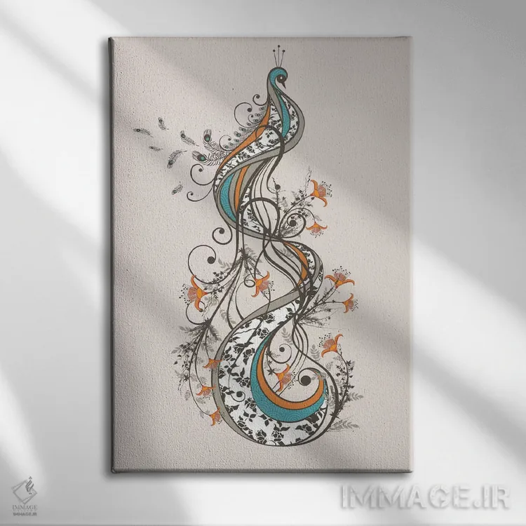 تابلو دکوراتیو طاووس اثر تریسی اندروز - نمای روبهرو روی دیوار