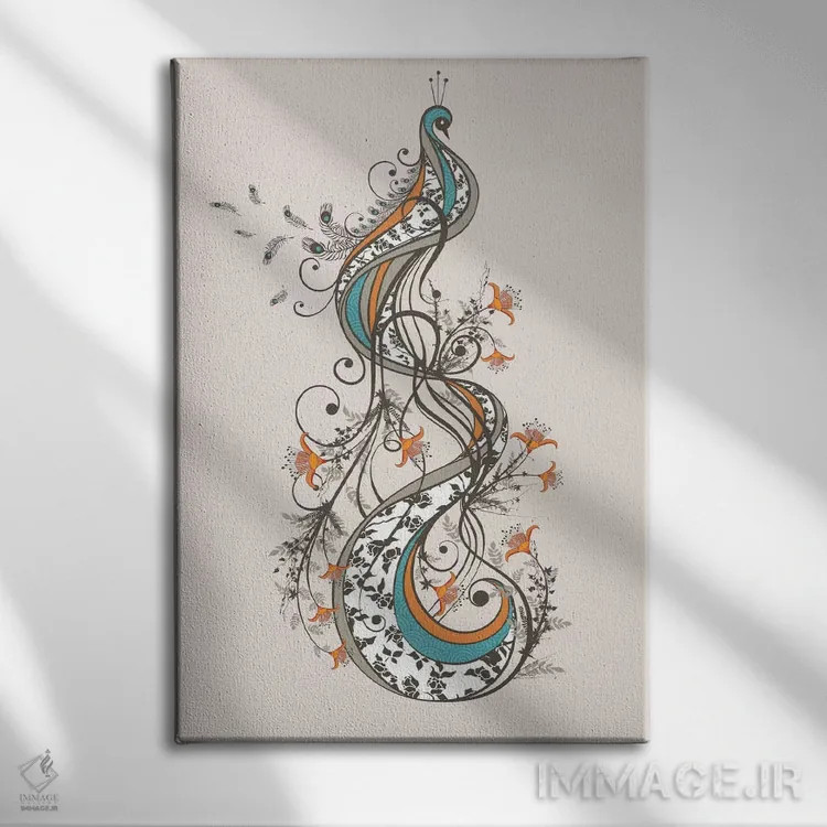 تابلو دکوراتیو طاووس اثر تریسی اندروز - نمای روبهرو روی دیوار