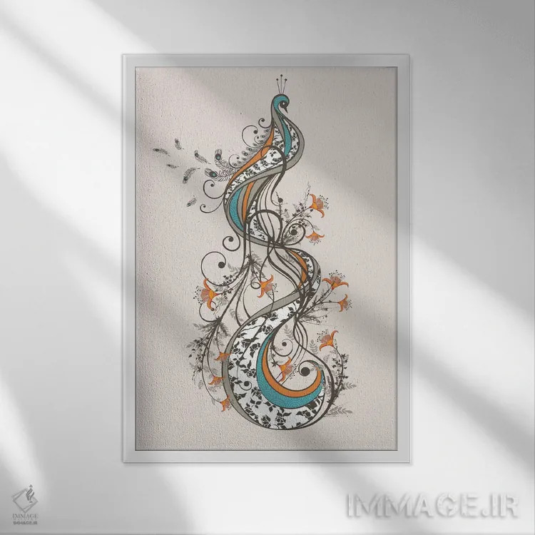 تابلو دکوراتیو طاووس اثر تریسی اندروز - نمای قابدار سفید