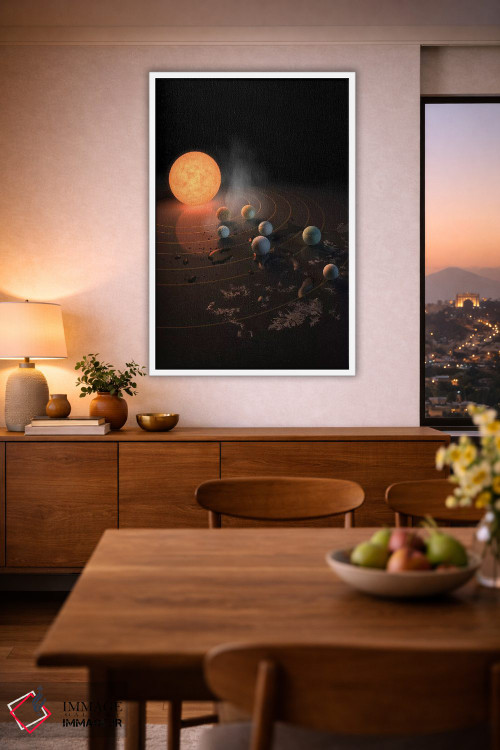 تابلو دکوراتیو نمای احتمالی از هفت سیاره TRAPPIST-1 در مدار ستاره شان اثر استاک ترک ایمیجز - D1W