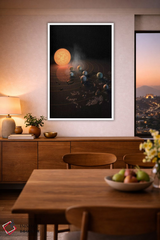 تابلو دکوراتیو نمای احتمالی از هفت سیاره TRAPPIST-1 در مدار ستاره شان اثر استاک ترک ایمیجز - D1W
