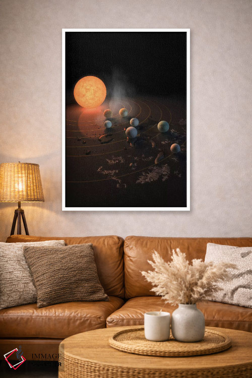 تابلو دکوراتیو نمای احتمالی از هفت سیاره TRAPPIST-1 در مدار ستاره شان اثر استاک ترک ایمیجز - D2W