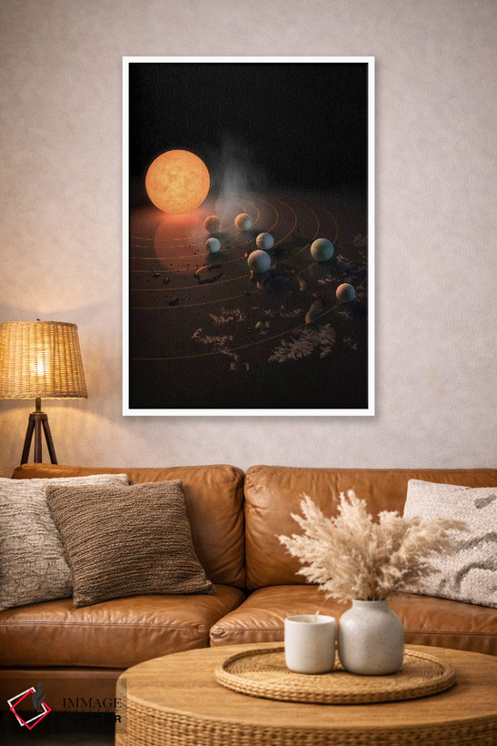 تابلو دکوراتیو نمای احتمالی از هفت سیاره TRAPPIST-1 در مدار ستاره شان اثر استاک ترک ایمیجز - D2W