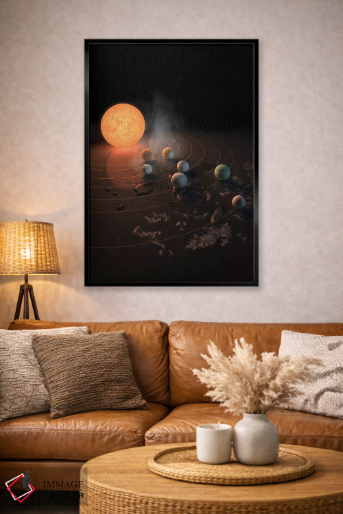 تابلو دکوراتیو نمای احتمالی از هفت سیاره TRAPPIST-1 در مدار ستاره شان اثر استاک ترک ایمیجز - D3B