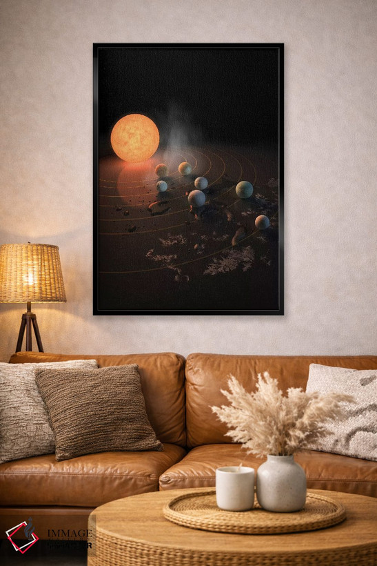 تابلو دکوراتیو نمای احتمالی از هفت سیاره TRAPPIST-1 در مدار ستاره شان اثر استاک ترک ایمیجز - D3B