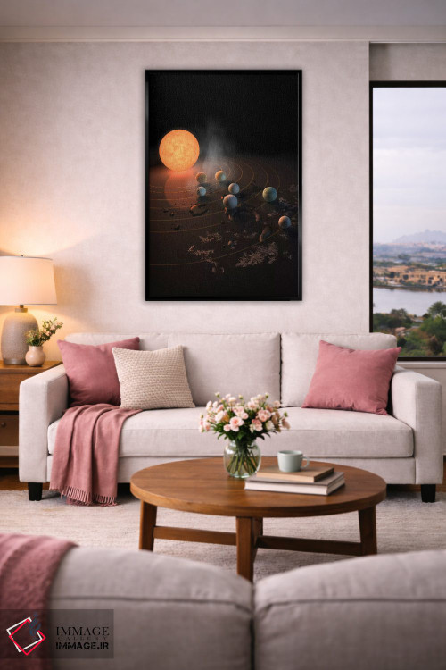 تابلو دکوراتیو نمای احتمالی از هفت سیاره TRAPPIST-1 در مدار ستاره شان اثر استاک ترک ایمیجز - D4B
