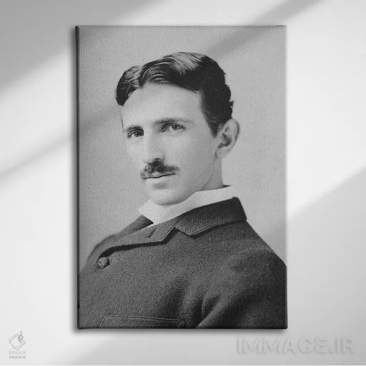 تابلو دکوراتیو عکس مخترع و دانشمند نیکولا تسلا حدود سال ۱۸۹۰ اثر استاک ترک ایمیجز - نمای روبهرو روی دیوار