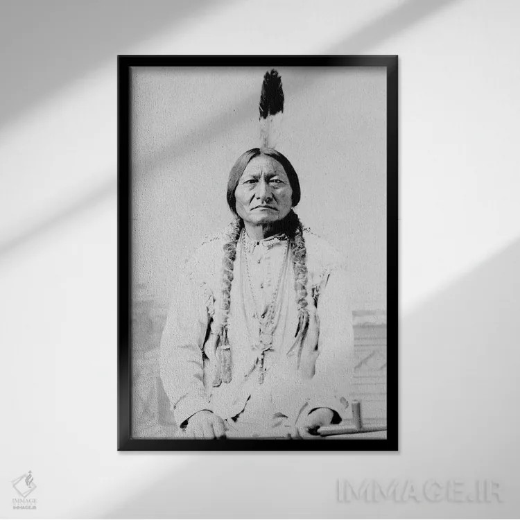 تابلو دکوراتیو A Hunkpapa Lakota Tribal Chief,سیتینگ بول، رئیس قبیله… اثر استاک ترک ایمیجز - نمای قابدار مشکی
