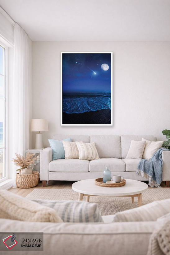 تابلو دکوراتیو Moon And Falling Meteorite,اقیانوس آرام در شب در برابر آسما… اثر اوگنی کوکلف - D1W
