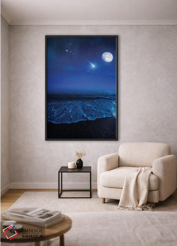 تابلو دکوراتیو Moon And Falling Meteorite,اقیانوس آرام در شب در برابر آسما… اثر اوگنی کوکلف - D2B