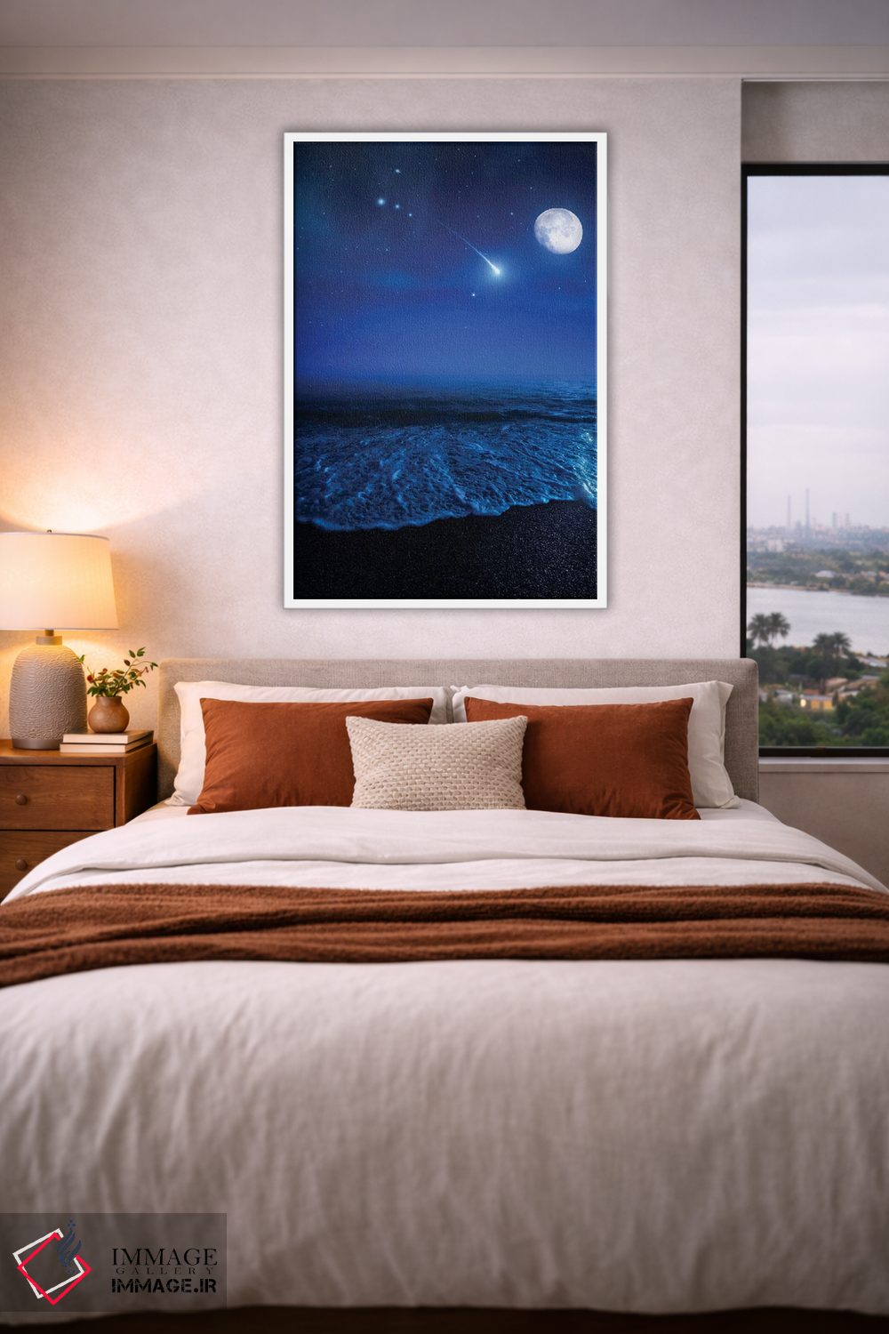 تابلو دکوراتیو Moon And Falling Meteorite,اقیانوس آرام در شب در برابر آسما… اثر اوگنی کوکلف - D3W