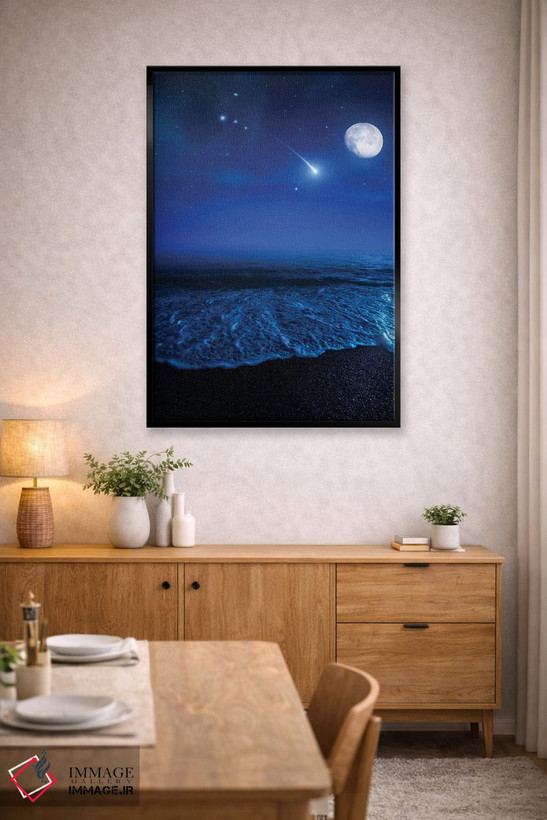تابلو دکوراتیو Moon And Falling Meteorite,اقیانوس آرام در شب در برابر آسما… اثر اوگنی کوکلف - D6B