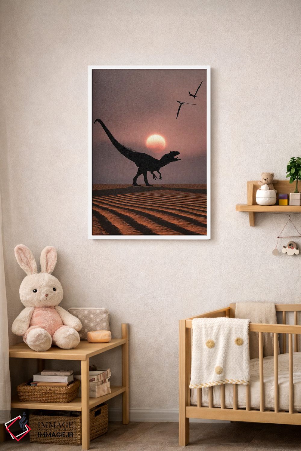 تابلو دکوراتیو آلوسوروس در حال غرش در برابر آسمان ژوراسیک اثر مارک استیونسون - D3W