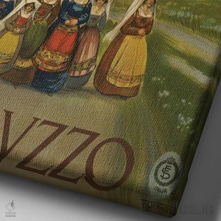 تابلو دکوراتیو Italy Vintage Travel Poster, Circa 1920,پوستر قدیمی سف… اثر استاک ترک ایمیجز - نمای نزدیک بافت بوم