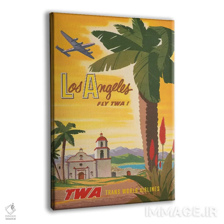 تابلو دکوراتیو Fly TWA To Los Angeles, Airplane Flying Over A Spanish… اثر استاک ترک ایمیجز - نمای پرسپکتیو محصول