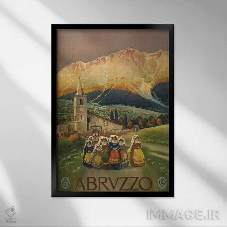 تابلو دکوراتیو Italy Vintage Travel Poster, Circa 1920,پوستر قدیمی سف… اثر استاک ترک ایمیجز - نمای قابدار مشکی
