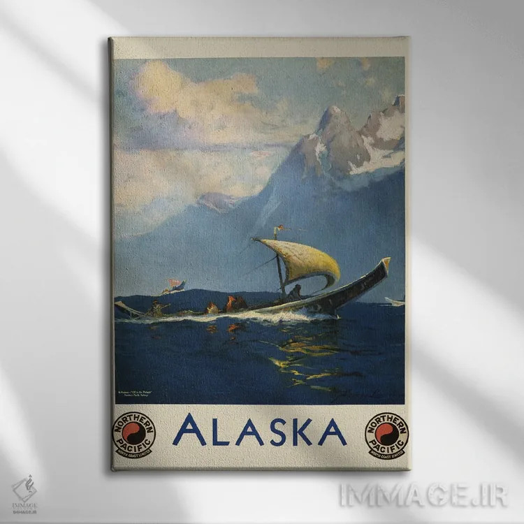 تابلو دکوراتیو Showing Umiaks Carrying Native Alaskans,پوستر قدیمی سف… اثر استاک ترک ایمیجز - نمای روبهرو روی دیوار