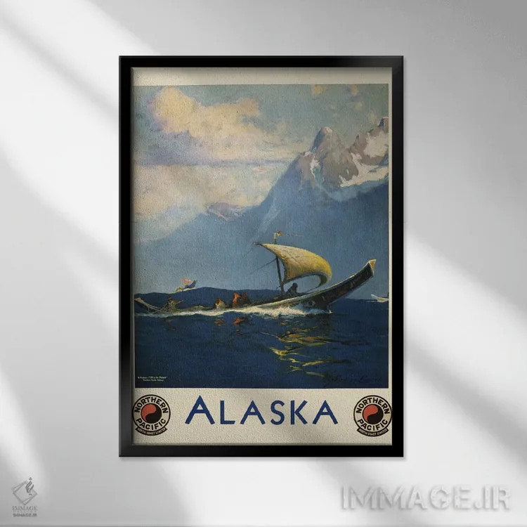 تابلو دکوراتیو Showing Umiaks Carrying Native Alaskans,پوستر قدیمی سف… اثر استاک ترک ایمیجز - نمای قابدار مشکی