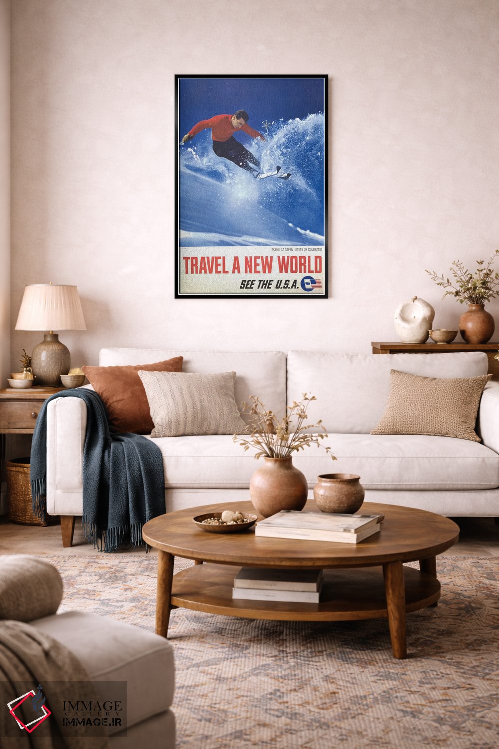 تابلو دکوراتیو Colorado, Circa 1962,آگهی نشان دهنده مردی در حال اسکی… اثر استاک ترک ایمیجز - D3B