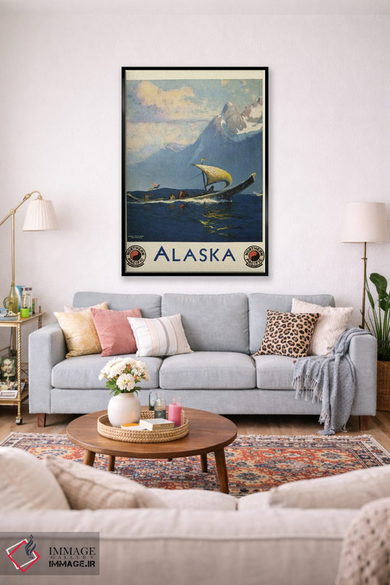 تابلو دکوراتیو Showing Umiaks Carrying Native Alaskans,پوستر قدیمی سف… اثر استاک ترک ایمیجز - D3B