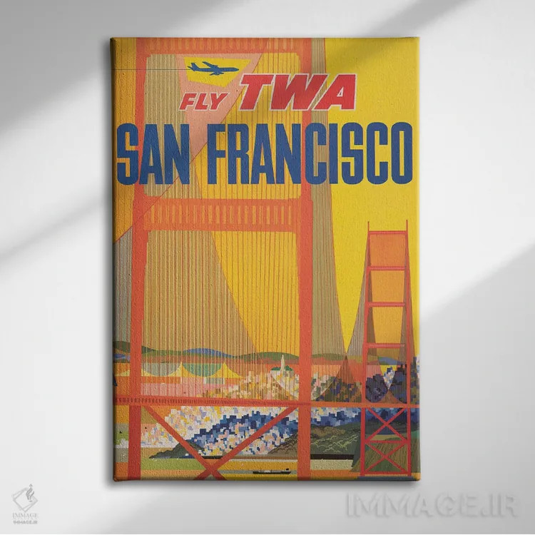 تابلو دکوراتیو Shows A Stylized Golden Gate Bridge, Circa 1957,پوستر… اثر استاک ترک ایمیجز - نمای روبهرو روی دیوار
