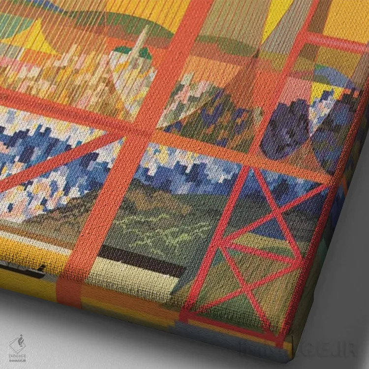 تابلو دکوراتیو Shows A Stylized Golden Gate Bridge, Circa 1957,پوستر… اثر استاک ترک ایمیجز - نمای نزدیک بافت بوم