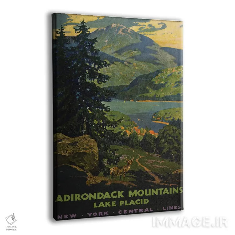 تابلو دکوراتیو A View Of Lake Placid With Stag In The Foreground, Cir… اثر استاک ترک ایمیجز - نمای پرسپکتیو محصول