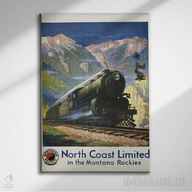 تابلو دکوراتیو Showing A Steam Engine In Bozeman Pass,پوستر قدیمی سفر… اثر استاک ترک ایمیجز - نمای روبهرو روی دیوار