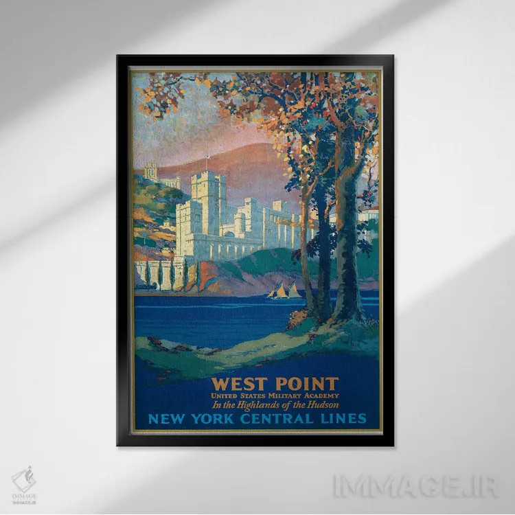تابلو دکوراتیو West Point Military Academy, Seen Across The Hudson Ri… اثر استاک ترک ایمیجز - نمای قابدار مشکی