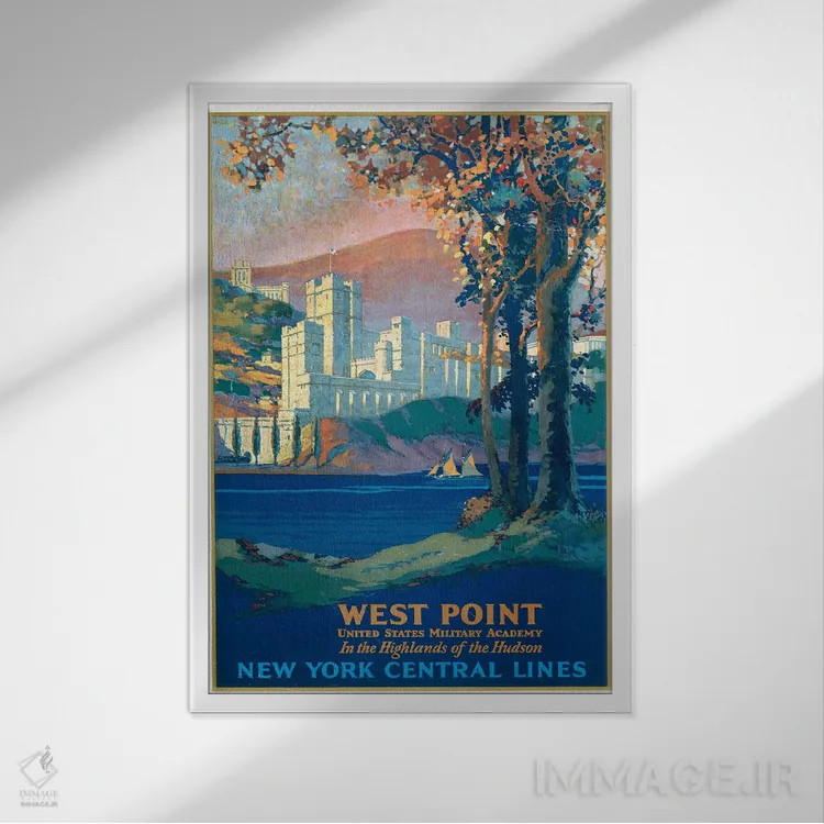 تابلو دکوراتیو West Point Military Academy, Seen Across The Hudson Ri… اثر استاک ترک ایمیجز - نمای قابدار سفید