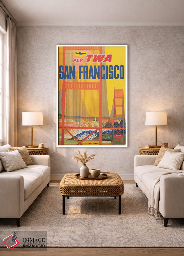 تابلو دکوراتیو Shows A Stylized Golden Gate Bridge, Circa 1957,پوستر… اثر استاک ترک ایمیجز - D1W