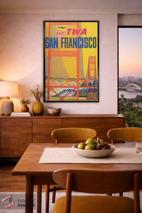 تابلو دکوراتیو Shows A Stylized Golden Gate Bridge, Circa 1957,پوستر… اثر استاک ترک ایمیجز - D6B