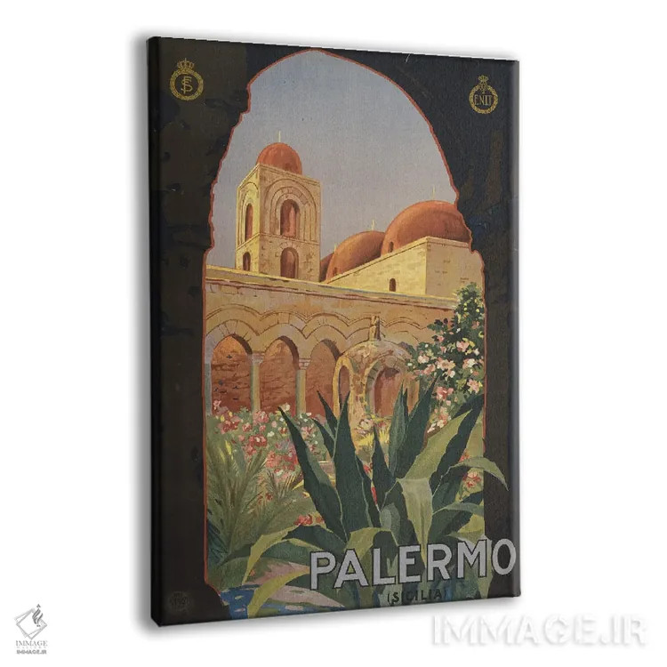 تابلو دکوراتیو Palermo, Italy, Circa 1920,پوستر قدیمی سفر نمایش حیاط… اثر استاک ترک ایمیجز - نمای پرسپکتیو محصول