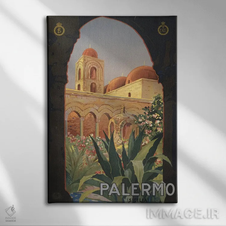 تابلو دکوراتیو Palermo, Italy, Circa 1920,پوستر قدیمی سفر نمایش حیاط… اثر استاک ترک ایمیجز - نمای روبهرو روی دیوار