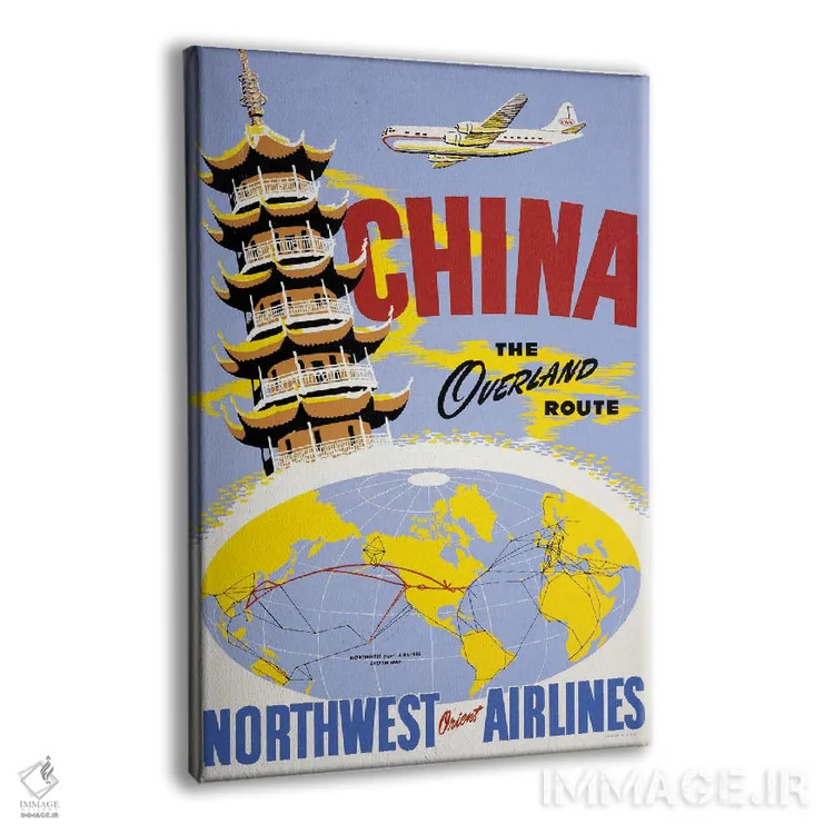 تابلو دکوراتیو Above A Northwest Orient Airlines System Map, Circa 19… اثر استاک ترک ایمیجز - نمای پرسپکتیو محصول