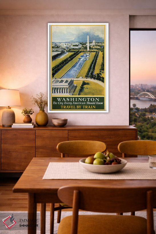 تابلو دکوراتیو Travel By Train, Circa 1930,پوستر قدیمی سفر برای واشنگ… اثر استاک ترک ایمیجز - D6W