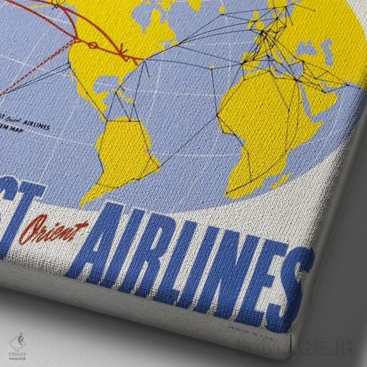 تابلو دکوراتیو Above A Northwest Orient Airlines System Map, Circa 19… اثر استاک ترک ایمیجز - نمای نزدیک بافت بوم