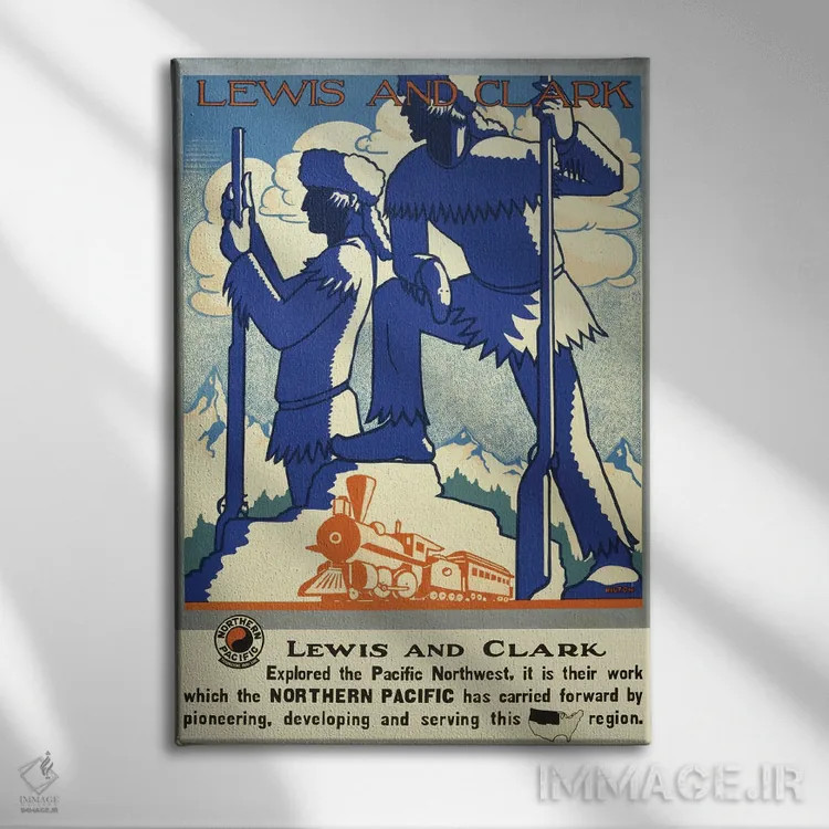 تابلو دکوراتیو Circa 1920,پوستر قدیمی سفر نمایش سایه های لوئیس و کلار… اثر استاک ترک ایمیجز - نمای روبهرو روی دیوار