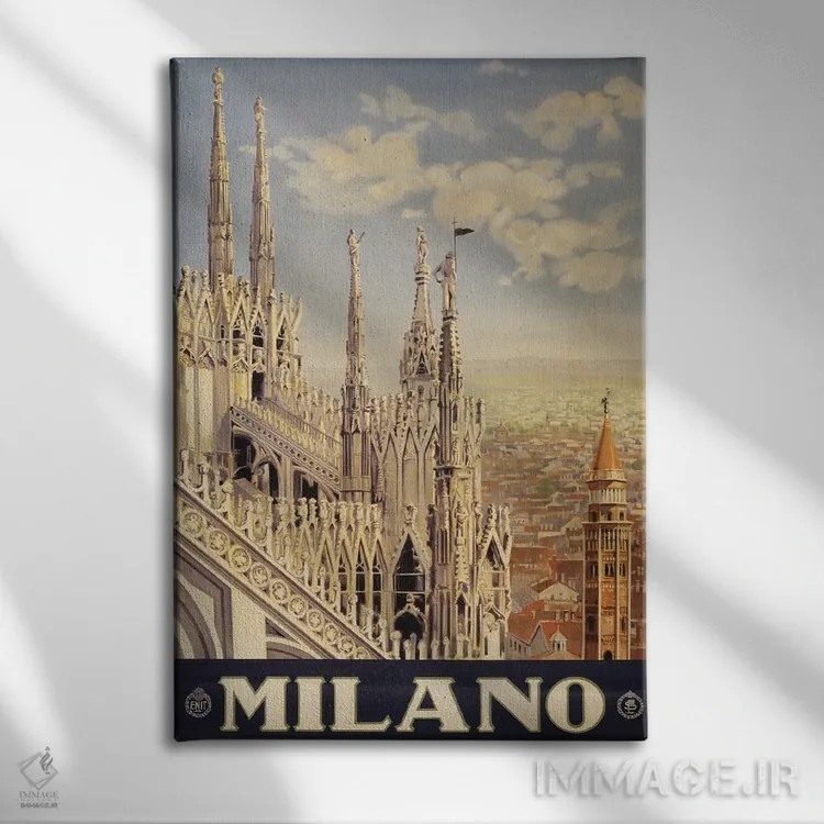 تابلو دکوراتیو Italy, Circa 1920,پوستر قدیمی سفر نمایش سقف و برجک های… اثر استاک ترک ایمیجز - نمای روبهرو روی دیوار