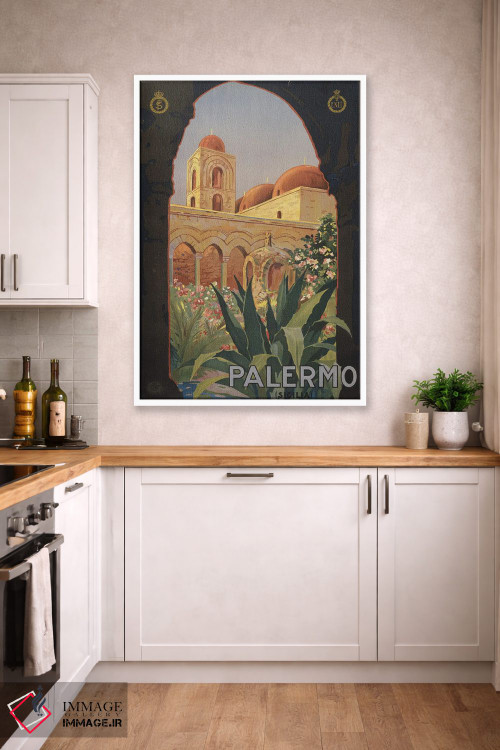 تابلو دکوراتیو Palermo, Italy, Circa 1920,پوستر قدیمی سفر نمایش حیاط… اثر استاک ترک ایمیجز - D3W