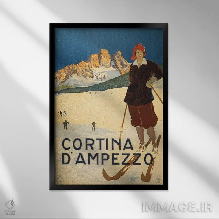 تابلو دکوراتیو Circa 1920,پوستر قدیمی سفر نمایش زنی در حالت ژست روی پ… اثر استاک ترک ایمیجز - نمای قابدار مشکی