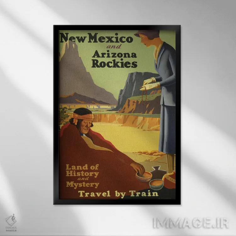 تابلو دکوراتیو Circa 1920,پوستر قدیمی سفر نمایش زنی در حال خرید مهره… اثر استاک ترک ایمیجز - نمای قابدار مشکی